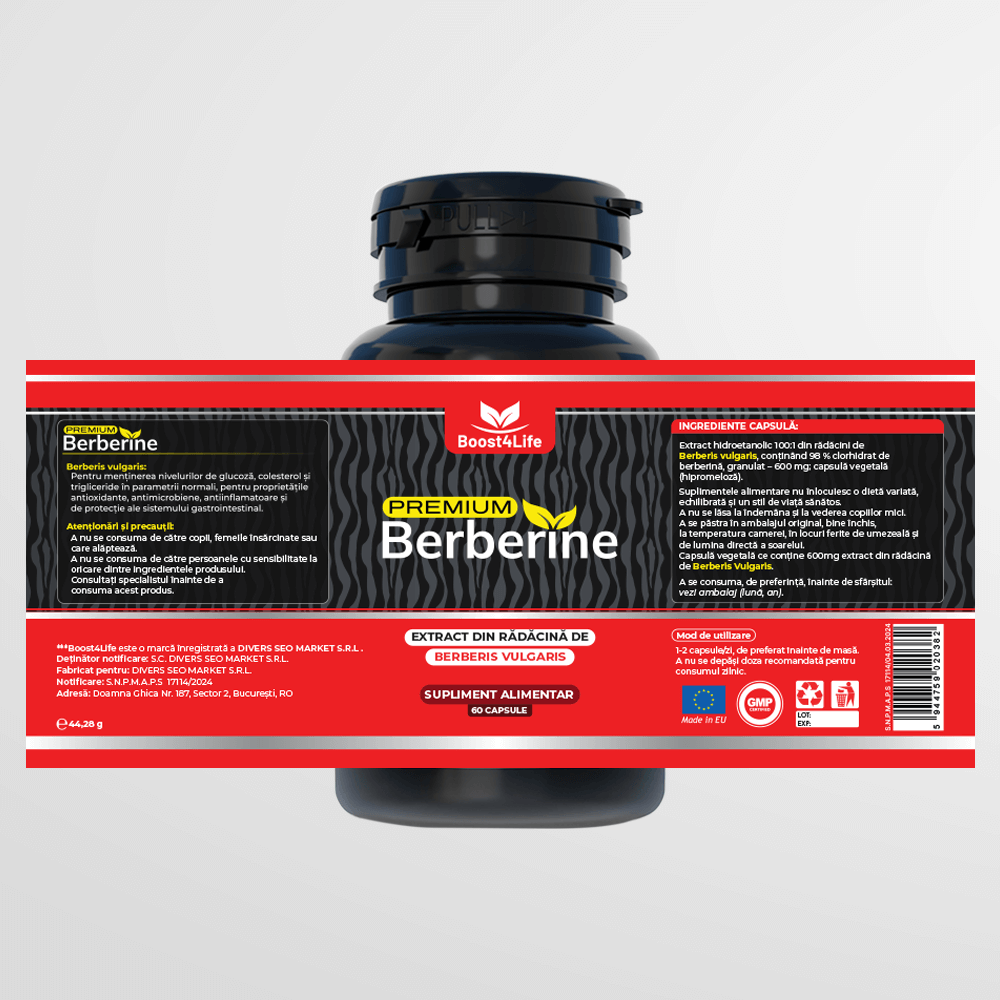 Berberine Premium, 600 mg, 60 capsule vegane